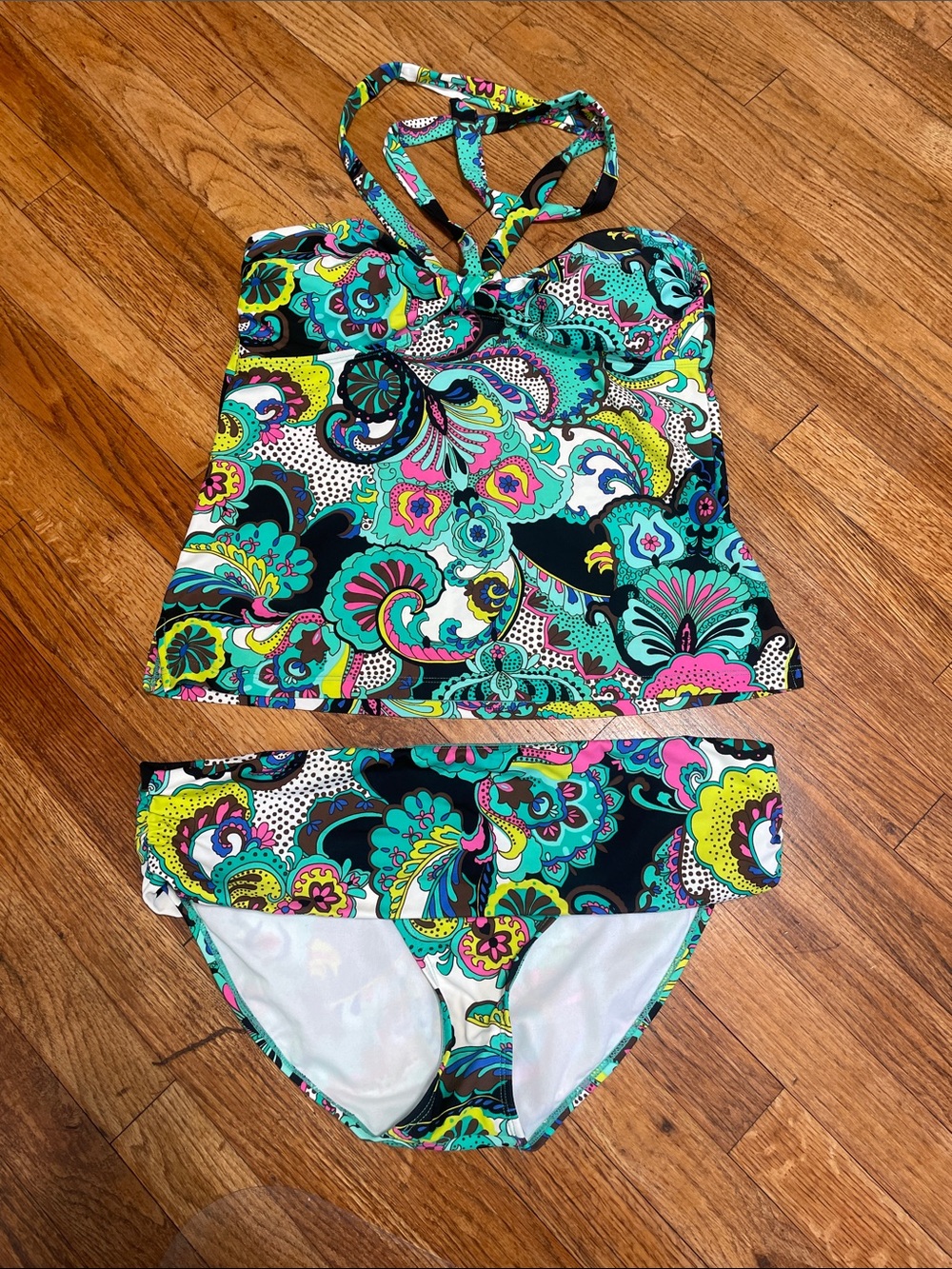 Teal paisley swim set